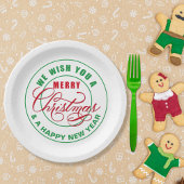 聖降誕祭の赤と緑の陽気を祈る ペーパープレート