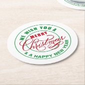 聖降誕祭の赤と緑の陽気を祈る ラウンドペーパーコースター (アングル)