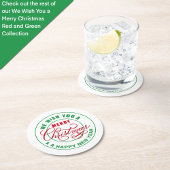 聖降誕祭の赤と緑の陽気を祈る ラウンドペーパーコースター