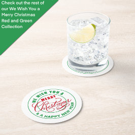 聖降誕祭の赤と緑の陽気を祈る ラウンドペーパーコースター