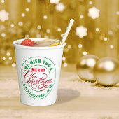 聖降誕祭の赤と緑の陽気を祈る 紙コップ