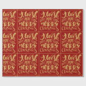 聖降誕祭の赤と金ゴールドのタイポグラフィ ラッピングペーパー (フラット)