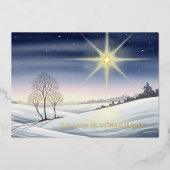 聖降誕祭の雪の場面 箔シーズンカード (正面)