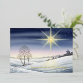 聖降誕祭の雪の場面 箔シーズンカード (立ち正面)