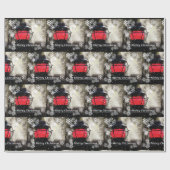 聖降誕祭の雪の降る古い電車灯 ラッピングペーパー (フラット)