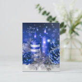 聖降誕祭の青いお目出とう シーズンポストカード (スタンド正面)