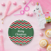 聖降誕祭は緑と赤ストライプのの聖降誕祭 ペーパープレート (パーティー)