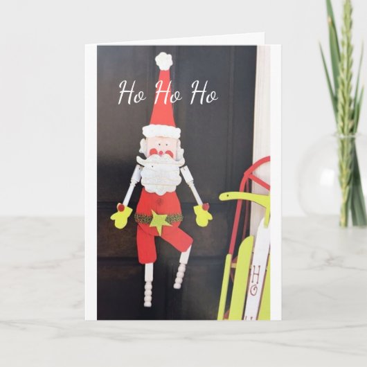 聖降誕祭ぶら下がったお目出度うサンタクロース カード (正面)