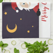 聖降誕祭を祝う漫画のサンタクロース キッチンタオル (折り畳み)