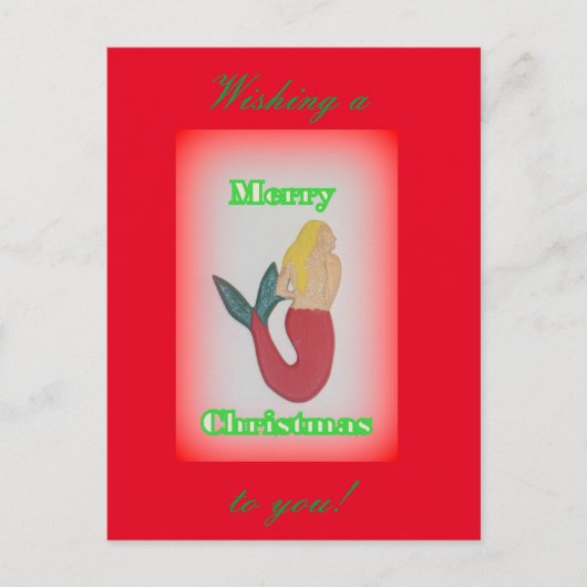 聖降誕祭を祝う金髪の人魚 シーズンポストカード (正面)