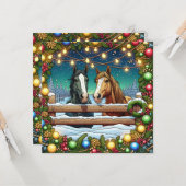 聖降誕祭を祝う | 馬のパンパーソナライズされた カード (正面/裏面インサイチュ)