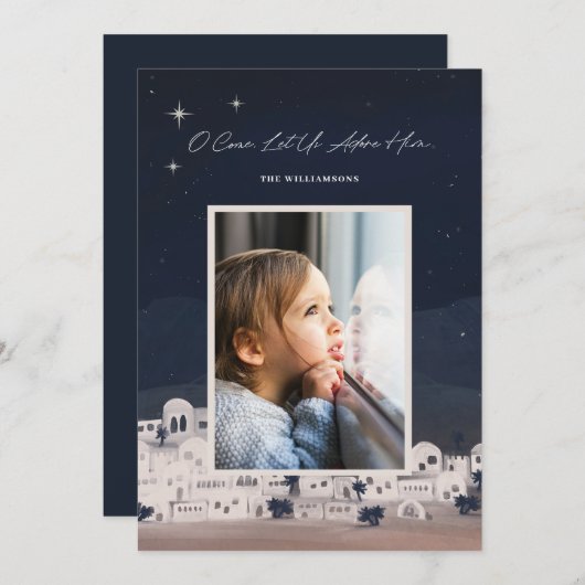 聖降誕祭を祝して彼を崇拝しよう シーズンカード (正面/裏面)