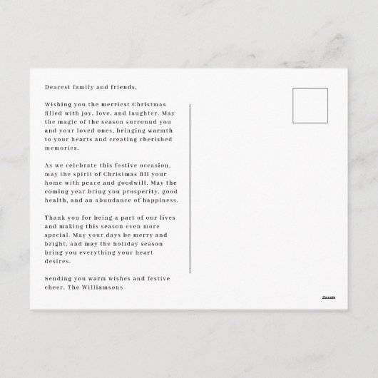 聖降誕祭を祝して彼を崇拝しよう シーズンポストカード (裏面)