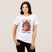 聖降誕祭を祝って甘いクリスマスケーキを食べる トライブレンドTシャツ (正面全面)