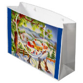 聖降誕祭を見るビンテージクリスマスバンニー ラージペーパーバッグ (裏面アングル)