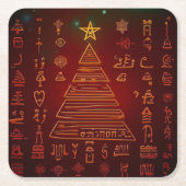 聖降誕祭エジプト象形文字1 スクエアペーパーコースター (正面)