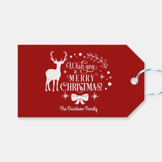 聖降誕祭エレガントの祝儀を祈る ギフトタグ (正面(横))