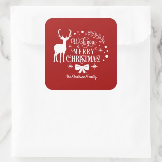 聖降誕祭エレガントの祝儀を祈る スクエアシール (バッグ)