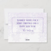 聖降誕祭エレガントを願う紫のメリークリスマス シーズンカード (裏面)