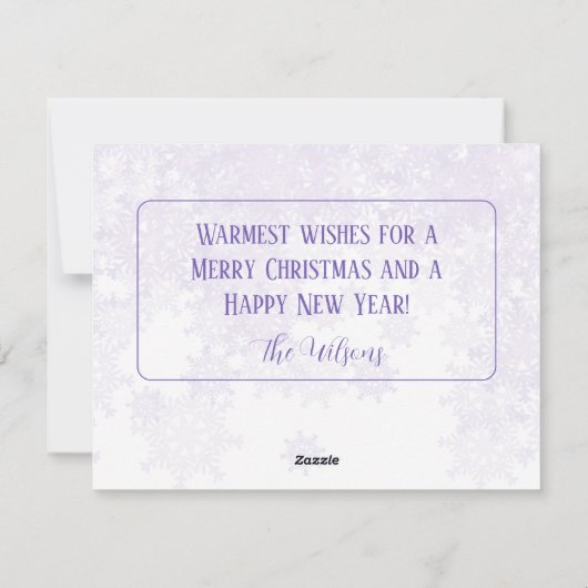 聖降誕祭エレガントを願う紫のメリークリスマス シーズンカード (裏面)