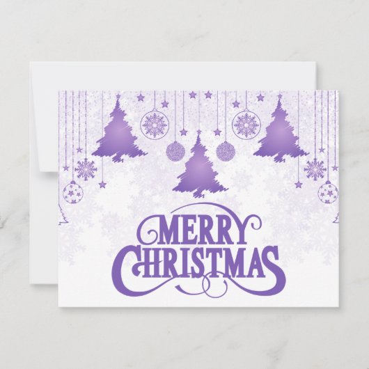 聖降誕祭エレガントを願う紫のメリークリスマス シーズンカード (正面)