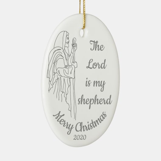聖降誕祭カスタムの日付クリスマス主は私の羊飼いだ セラミックオーナメント (右)