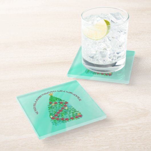 聖降誕祭パーソナライズされたお目出度う ガラスコースター (アングル)