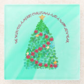 聖降誕祭パーソナライズされたお目出度う ガラスコースター (正面)