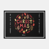 聖降誕祭パーソナライズされたお目出度う ドアマット (正面)