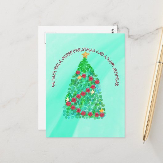 聖降誕祭パーソナライズされたお目出度う ポストカード (正面/裏面インサイチュ)