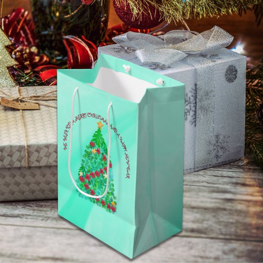 聖降誕祭パーソナライズされたお目出度う ミディアムペーパーバッグ