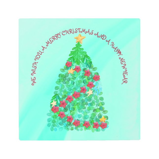 聖降誕祭パーソナライズされたお目出度う メタルプリント (正面)