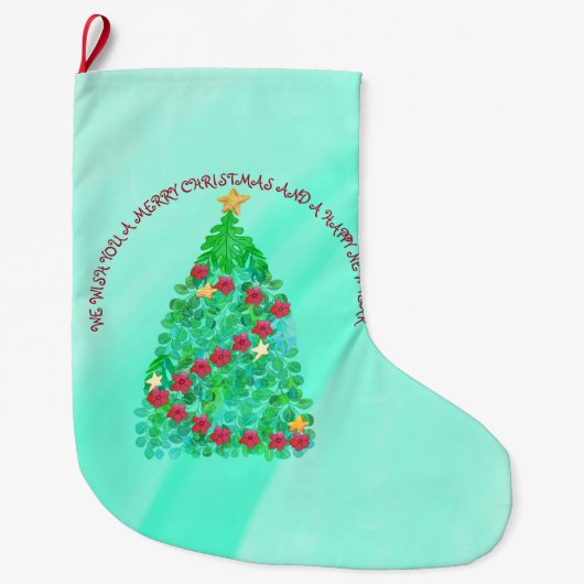 聖降誕祭パーソナライズされたお目出度う ラージクリスマスストッキング (正面)