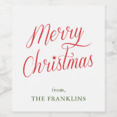 聖降誕祭パーソナライズされたモダン祝いの台本 ワインラベル (シングルラベル)