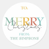 聖降誕祭ミニマル祝いのシンプル ラウンドシール (正面)