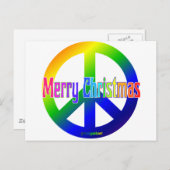 聖降誕祭メリークリスマスと虹の平和サイン! シーズンポストカード (正面/裏面)