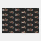 聖降誕祭メリークリスマスクロス宗教的キリスト教家族 ラッピングペーパーシート (正面)