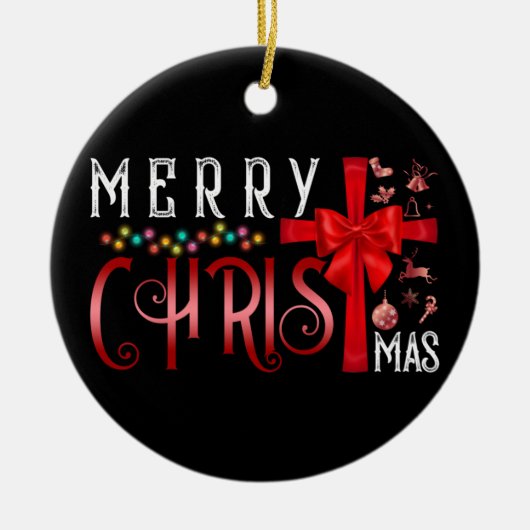 聖降誕祭メリークリスマス・クロスクリスチャン セラミックオーナメント (正面)