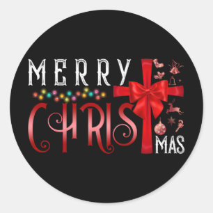 聖降誕祭メリークリスマス・クロスクリスチャン ラウンドシール