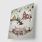聖降誕祭メリーレトロ スクエア壁時計 (傾斜)
