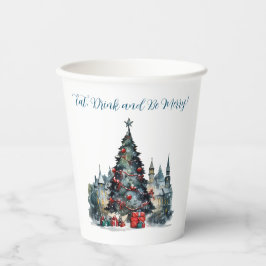 聖降誕祭伝統的に食べ酔っ払って楽しんで下さい 紙コップ