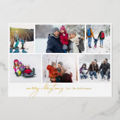 聖降誕祭書エレガント | 6フォトコラージュ 箔シーズンカード (正面)