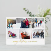 聖降誕祭書エレガント | 6フォトコラージュ 箔シーズンカード (立ち正面)