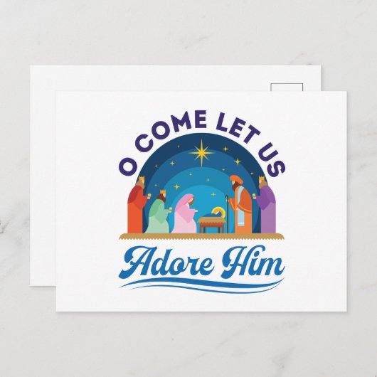 聖降誕祭来のキリスト教徒イエスを崇拝しよう ポストカード (正面/裏面)
