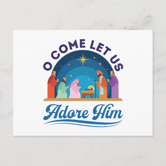 聖降誕祭来のキリスト教徒イエスを崇拝しよう ポストカード (正面)