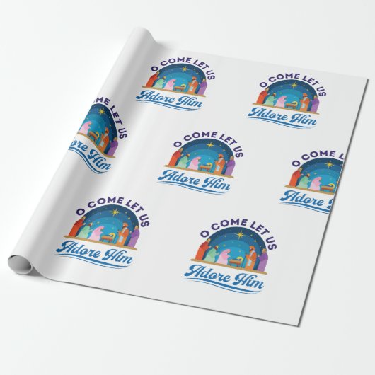 聖降誕祭来のキリスト教徒イエスを崇拝しよう ラッピングペーパー (アンロールド)