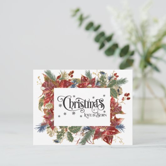 聖降誕祭生まれ愛は赤フローラ シーズンポストカード (スタンド正面)