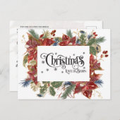 聖降誕祭生まれ愛は赤フローラ シーズンポストカード (正面/裏面)