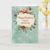 聖降誕祭素朴を祝う義理の息子 カード (黄色い花)