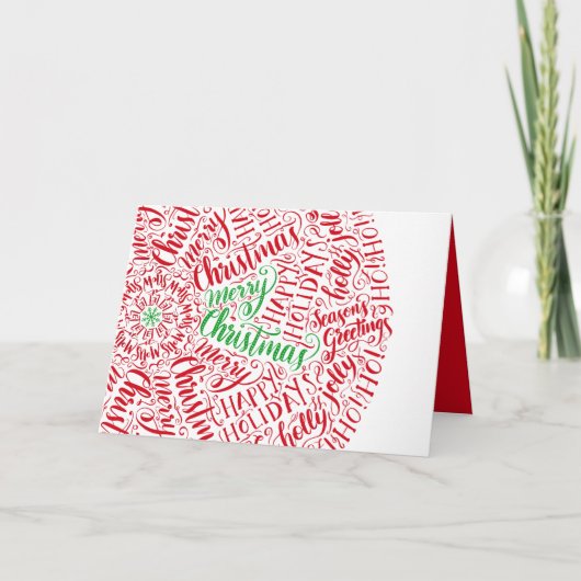 聖降誕祭聖書タイポグラフィ曼荼羅赤 シーズンカード (正面)